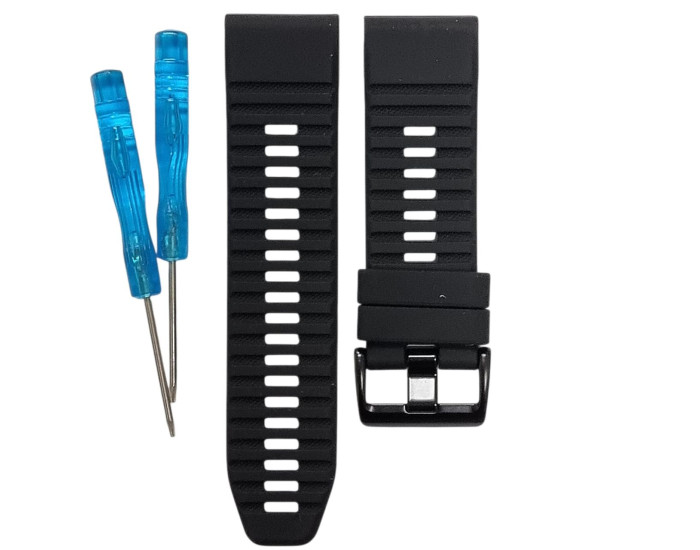 Ремінець шкіра + силікон для Garmin 26mm, чорний