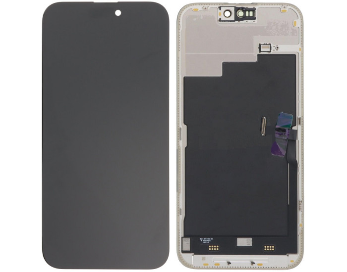 Дисплей с сенсорным экраном (модуль) iPhone 15 Pro Max, черный, оригинал восстановленный, с верхним шлейфом