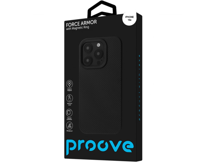 Чехол-силикон Proove Force Armor Case with MagSafe Ring iPhone 16e/17e, черный