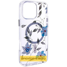 Чехол-силикон TPU+PC Clear Garden with MagSafe iPhone Air, Blue blossom