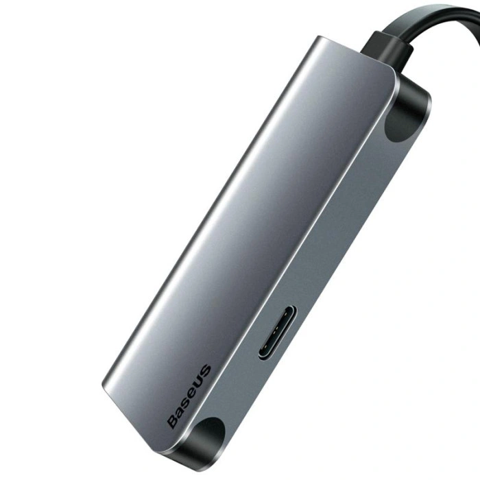 Перехідник USB HUB Baseus Little Box (CAHUB-E0G) Type-C to HDMI+Type-C Smart HUB Converter (Сірий / Grey)