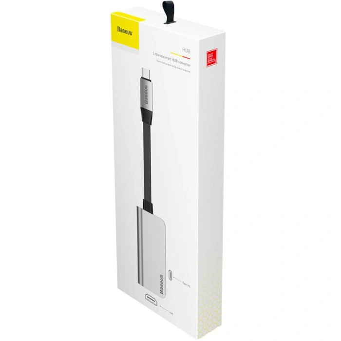 Перехідник USB HUB Baseus Little Box (CAHUB-E0G) Type-C to HDMI+Type-C Smart HUB Converter (Сірий / Grey)