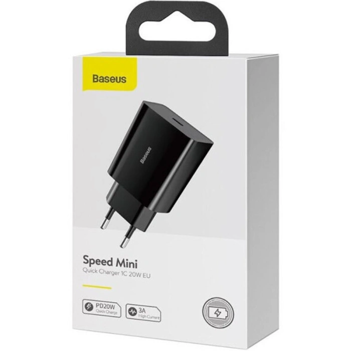 Мережеве зарядний пристрій Baseus Speed Mini Quick Charger 1C 20W EU (CCFS-SN01)(Черный \ Black)