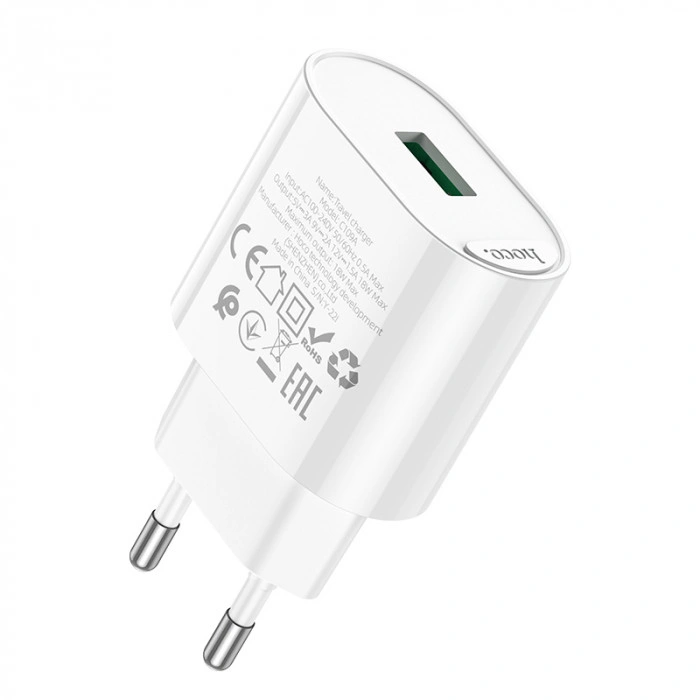 Мережеве зарядний пристрій Hoco C109A Finger 1USB (18W/QC3.0) White