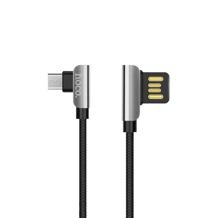 Кабель USB Hoco U42 Exquisite Steel MicroUSB (L Shape) 1.2m (Чорний \ Black)