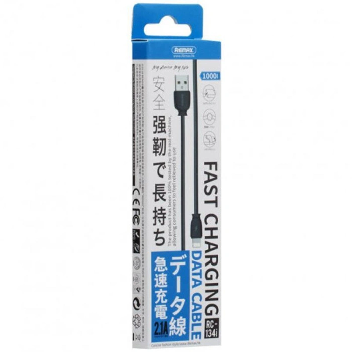 Кабель USB Remax RC-134i Fast Charging, Lightning 1m (Чорний \ Black)