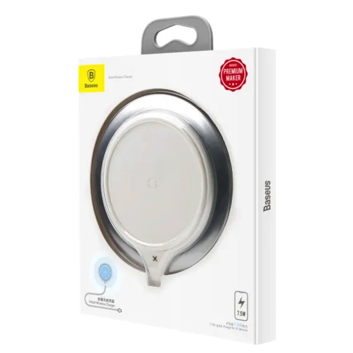 Бездротова зарядка Baseus Metal Wireless Charger (WXJS-S2) (Silver/White)