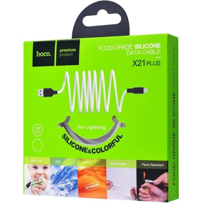 Кабель Hoco X21 Plus Silicone Type-C (1m) (Чорний / Білий)
